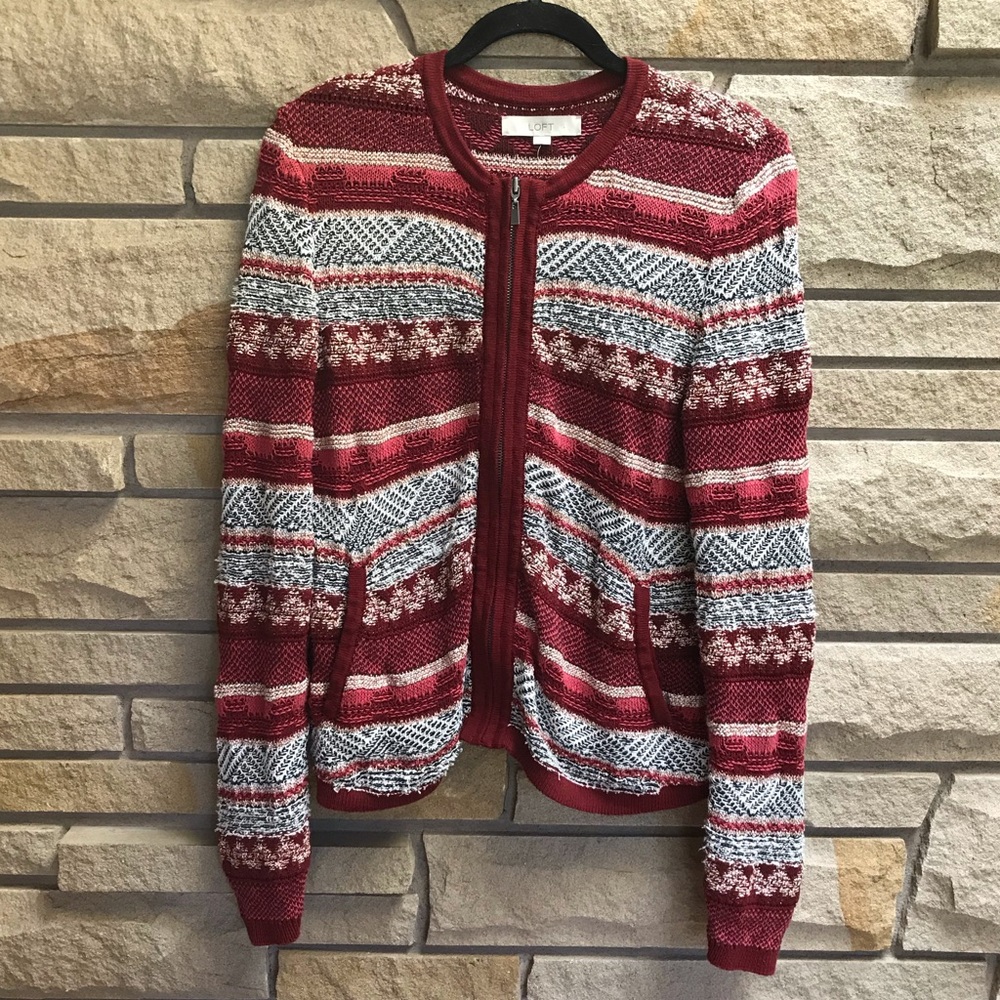 LOFT Escapade Sweater Zip Up Cardigan Large - Picture 2 of 9